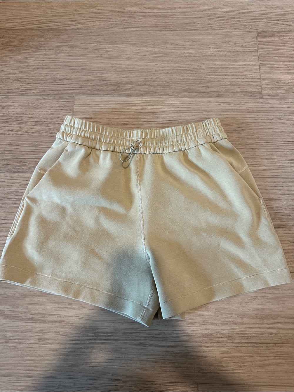 Colorful Koala Women’s Elastic-Waist Casual Sweat Shorts in Light Beige